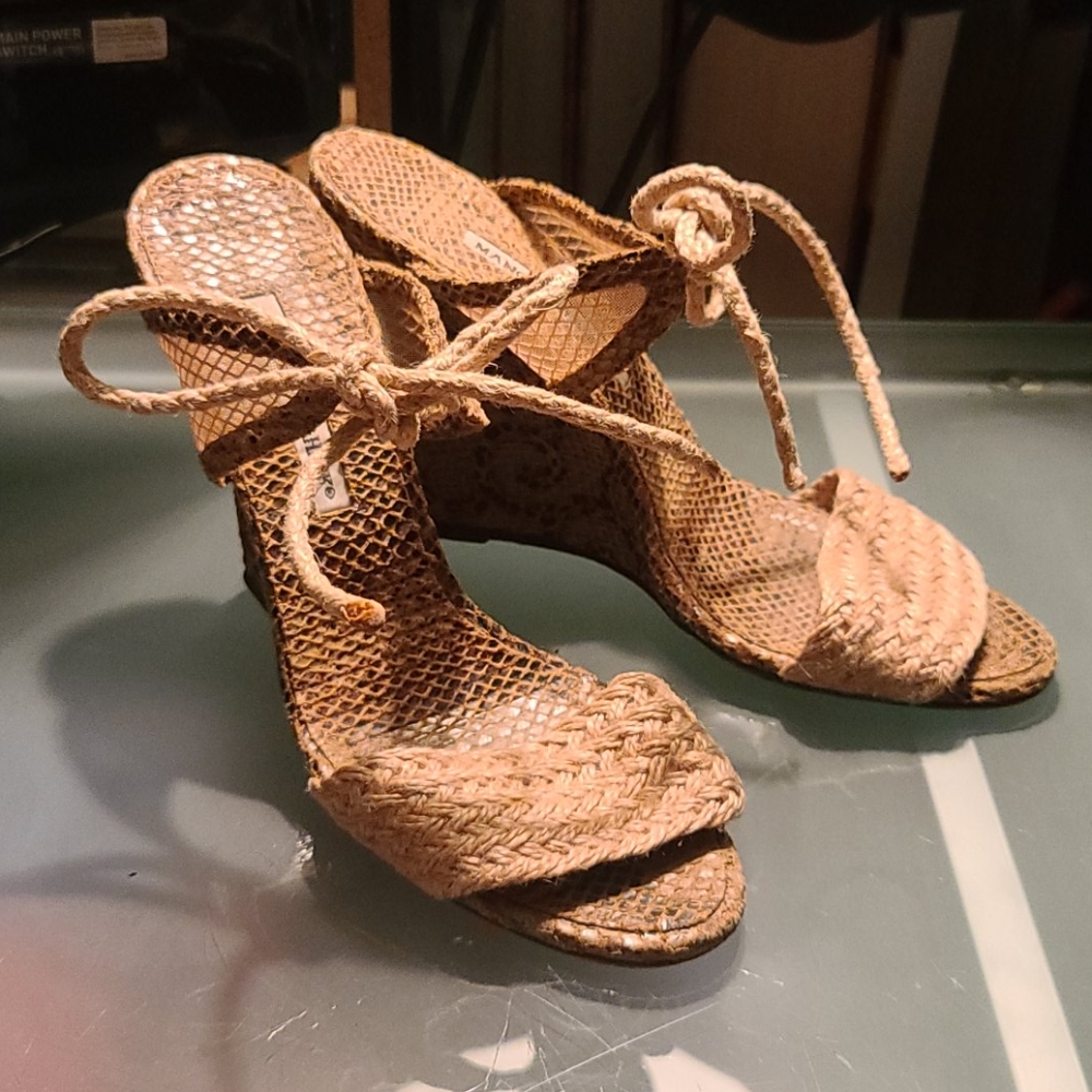Manolo Blahnik Wedges Mule Sandal Euro 40